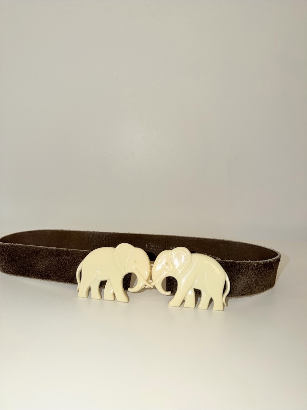 Vintage Lucite Plastic Elephant Buckle Adjustable Belt